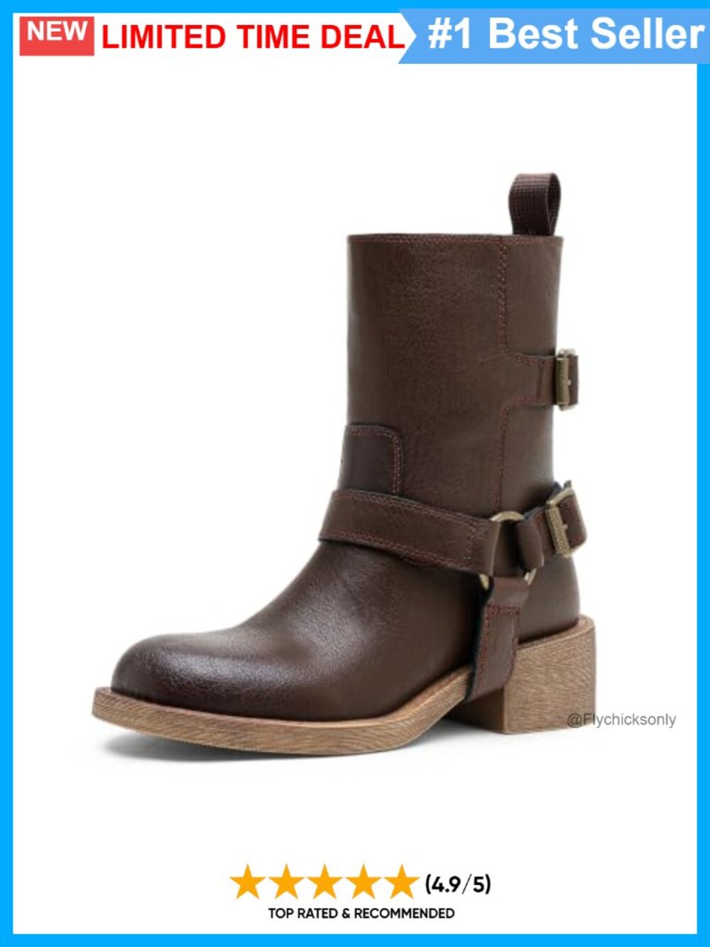 Faux Leather Square Toe Ankle Moto Boots Side Zip Low Block Heel